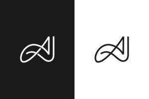 eleganta bokstaven aj eller ja logotyp design vektor