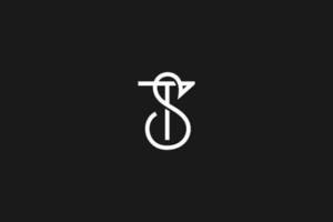 första bokstaven ts eller st logotypdesign vektor