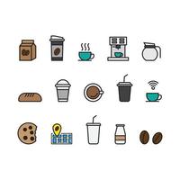 kaffe ikoner set linjeikonen redigerbar färg vektor