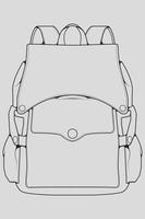 Skizze eines Rucksacks. Rucksack isoliert auf weißem Hintergrund. Vektorillustration eines Skizzenstils. vektor