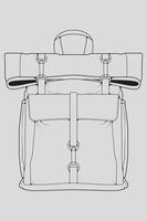 skiss av en ryggsäck. ryggsäck isolerad på vit bakgrund. vektor illustration av en skiss stil.