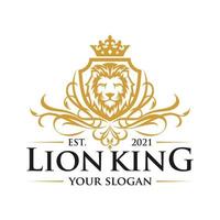 Inspiration für das Design des goldenen Logos des königlichen Löwenkönigs vektor