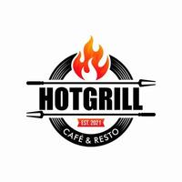 vintage grillad grill logotyp, retro bbq vektor, eld grill mat och restaurang ikon, röd eld ikon vektor