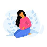 gravid kvinna. graviditet och moderskap. vektor illustration i platt stil.