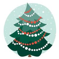 Symbol des geschmückten Tannenbaums des neuen Jahres. Weihnachtsvektorillustration im flachen Stil. vektor
