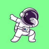 niedlicher astronaut, der karikaturvektor-symbolillustration abtupft. Technologie-Wissenschaft-Symbol-Konzept isolierter Premium-Vektor. flacher Cartoon-Stil vektor