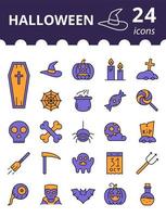 Halloween - Symbole festgelegt. Sammlung von farbigen Symbolen für Vektorumrisse. vektor