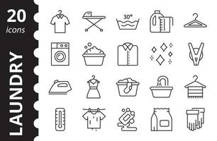 tvätt linjär ikoner set. begreppet tvättservice. tvätt symbol samling. enkla vektortecken. vektor