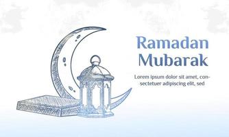 ramadan mubarak illustration med lykta koncept. handritad skiss stil vektor