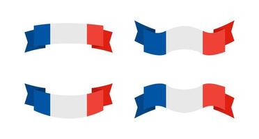 illustration av en Frankrike flagga med ett band stil. Frankrike flagga vektor set.