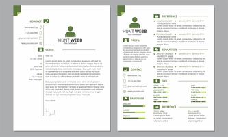 CV Resume Cover Saubere grüne Farbe vektor