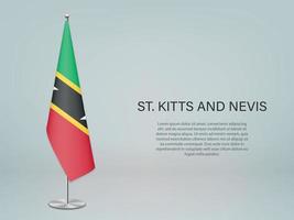 st. kitts und nevis hängende flagge am stand. vektor