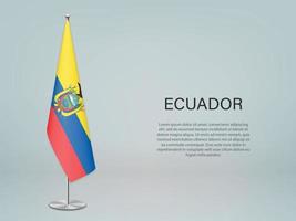 ecuador hängende flagge auf dem stand. vektor