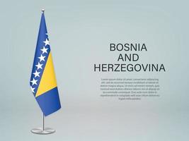 bosnien und herzegowina hängende flagge am stand. vektor