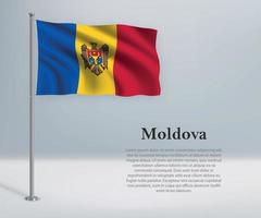 viftande Moldaviens flagga på flaggstången. vektor