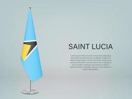 saint lucia hängande flagga på stativ. vektor