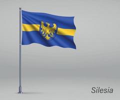 viftande flagga av Schlesien vojvodskap - provinsen Polen på flaggan vektor