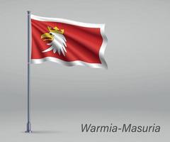 Wehende Flagge der Woiwodschaft Ermland-Masuren - Provinz Polen vektor