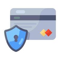 bankard med sköld visar begreppet kreditkort säkerhet ikon vektor