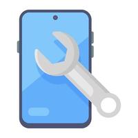 trendiges editierbares Symbol für Mobiltelefone mit Schraubenschlüssel, mobile Wartung vektor