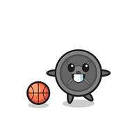 illustration der barbell-plattenkarikatur spielt basketball vektor