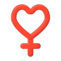 flache Ikone der weiblichen Liebe, Herzzeichen Frau Geschlecht vektor