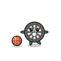 Abbildung der Dartscheibe Cartoon spielt Basketball vektor