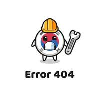 Fehler 404 mit dem niedlichen Südkorea-Flaggenmaskottchen vektor