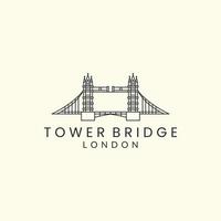 Tower Bridge linearen Stil Vektor Illustration Logo Symbol Vorlage Design