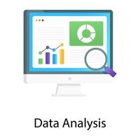 datenanalyse flacher verlaufsvektor, geschäftsinfografiken innerhalb des monitors vektor