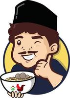 bakso köttbulle resto man maskot logotyp vektor