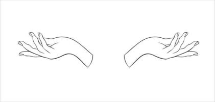 linjär siluett av en elegant kvinnlig eller häxhand. mystiska rörelser av fingrarnas hållning. vektor illustration