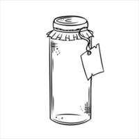 isolierte Vektorflasche. Strichzeichnungen leere transparente Glasfläschchen, Flasche, Glas vektor