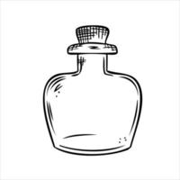 isolerade vektor flaska. line art tom transparent glasflaska, flaska, burk