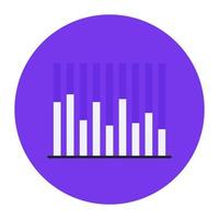 dataanalys, platt rundad ikon av vertikala diagram vektor