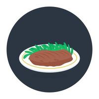 ein Icon-Design von gegrilltem Steak, Vektor von Beefsteak im bearbeitbaren flachen Stil