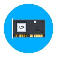 cpu-prozessorchip im modernen flachen abgerundeten stil vektor