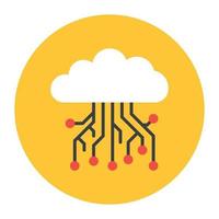 Cloud-Computing-Symbol, Wolke mit Maus im flachen, abgerundeten Stil vektor