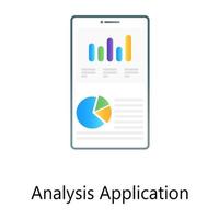 Datendiagramm im Mobiltelefon, Symbol für das Gradientenkonzept der Analyseanwendung vektor