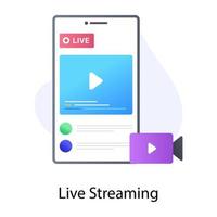 live streaming ikon i platt konceptuell design vektor