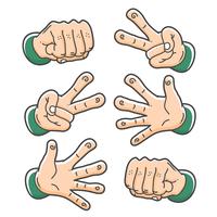 hand rock paper und scissor cute clip art set vektor