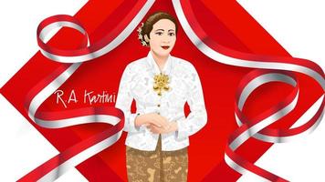 kartini tag, ra kartini die helden der frauen und der menschenrechte in indonesien. Banner-Template-Design-Hintergrund - Vektor