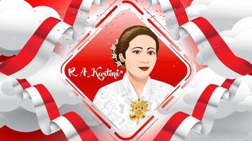 kartini dag, ra kartini kvinnors hjältar och mänskliga rättigheter i Indonesien. banner mall design bakgrund - vektor