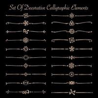 uppsättning gyllene dekorativa kalligrafiska element för dekoration. handgjorda vektorillustration. vektor