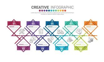 Infografik-Designvorlage mit 9 Optionen. vektor