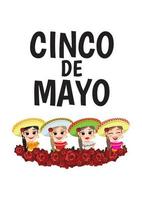 Cinco de Mayo - 5. Mai, Bundesfeiertag in Mexiko. cinco de mayo banner und logo-design mit mexikanischem mädchen-cartoon-charakter-vektor vektor