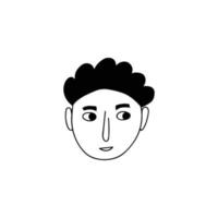 handritad mänskligt ansikte doodle. ung kille. isolerade bläck ritning med en penna. blyertsteckning. vektor