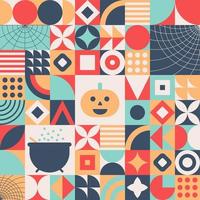 abstraktes geometrisches Halloween-Poster. Vektor skandinavisches Muster. minimalistischer geometrischer hintergrund. einfache süße herbstelemente.