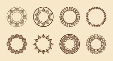 rund ram pattern.vector uppsättning cirkulära ornament gränser i vintage stil. mönstrade spets ovaler ramar för design. brunt och beige. damastmönster. Datorgrafik. vektor