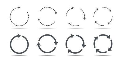 uppsättning av grå cirkel pilar. vektor ikoner